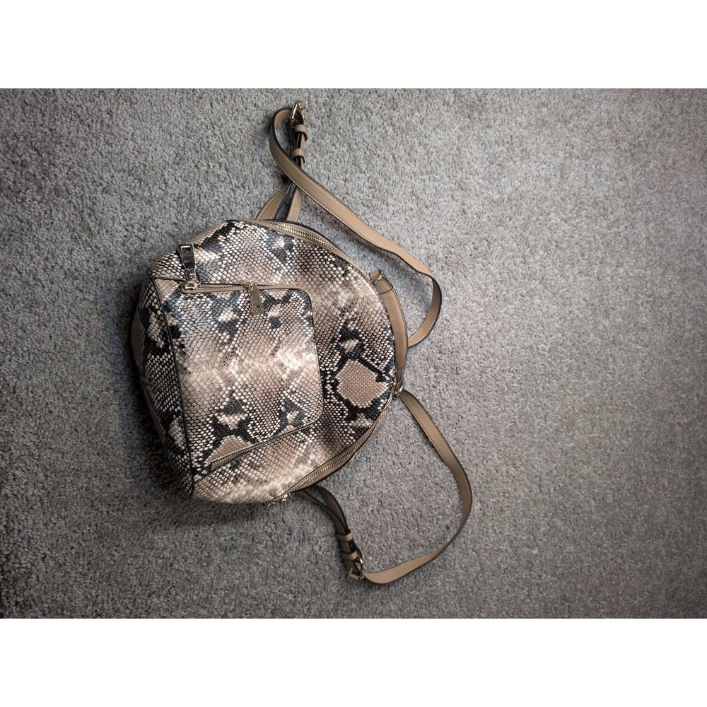 INC International Concepts Snake Print Dome Backpack Faux Leather Neutral